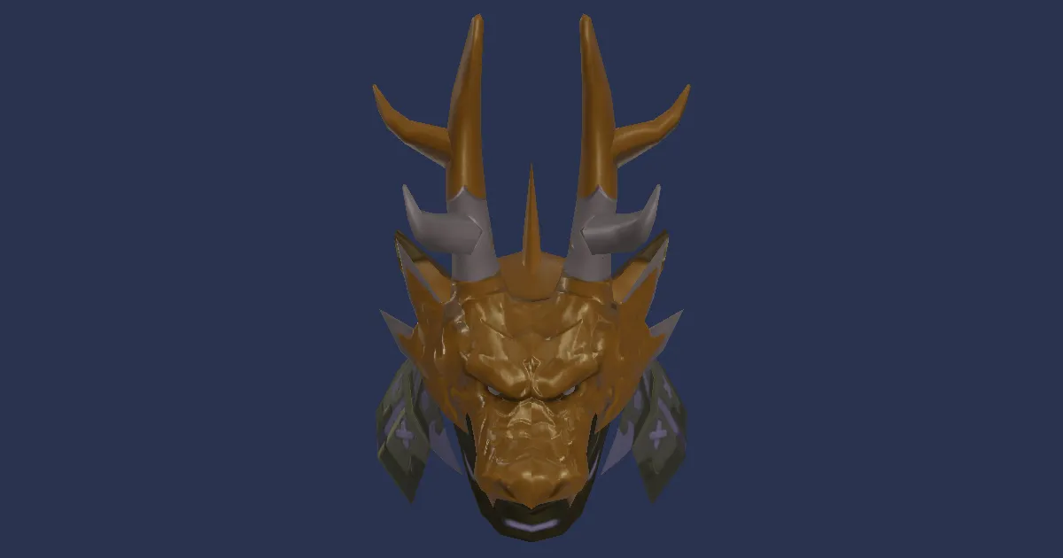 Rendu 3D de Kabuto dragon doré