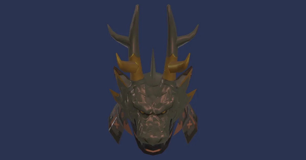 3D-Ansicht von Schwarzlack-Drachen-Kabuto