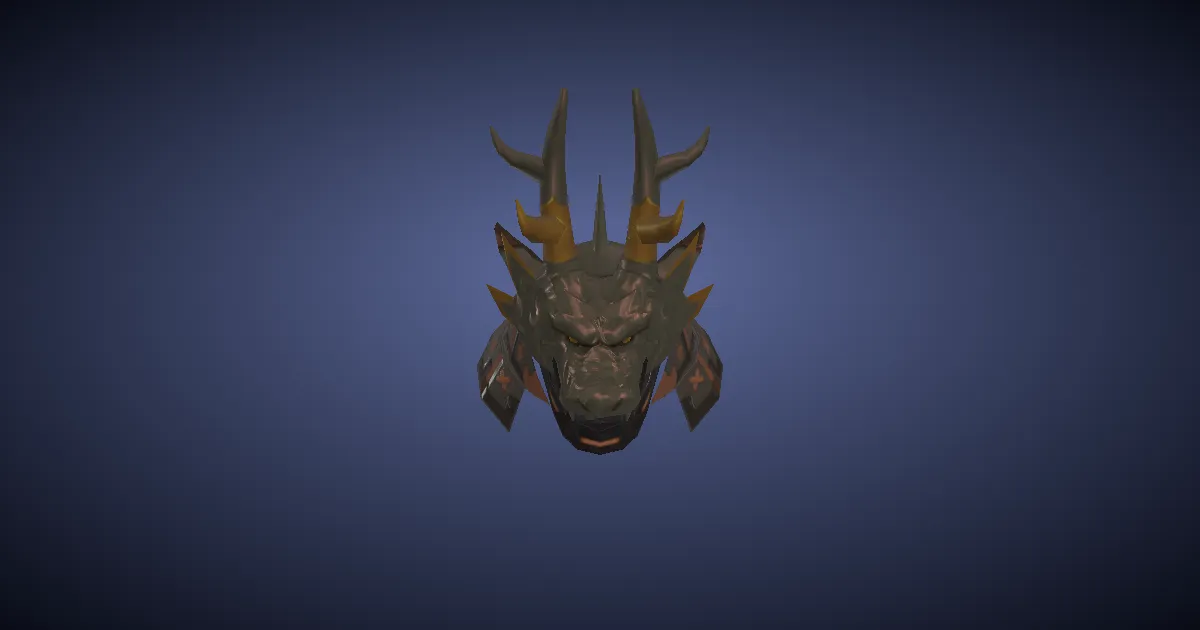 3D-Ansicht von Schwarzlack-Drachen-Kabuto