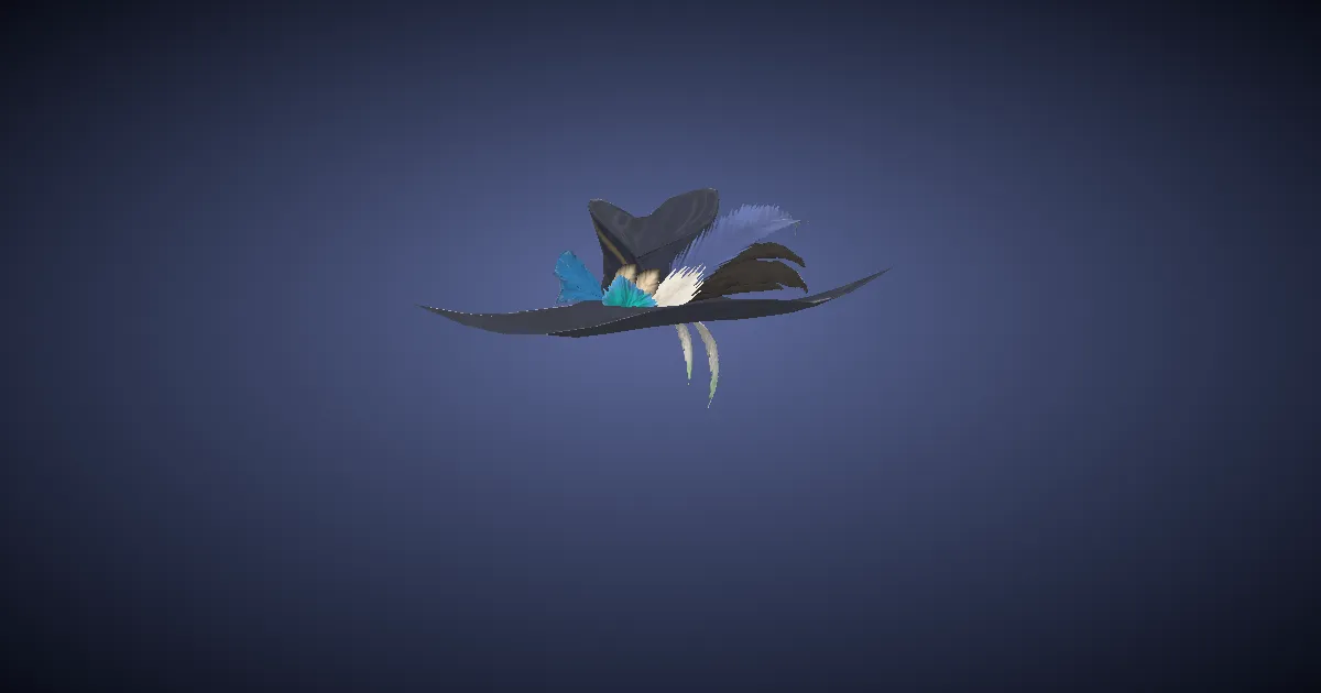 Rendu 3D de Chapeau à plume de conteur vieilli