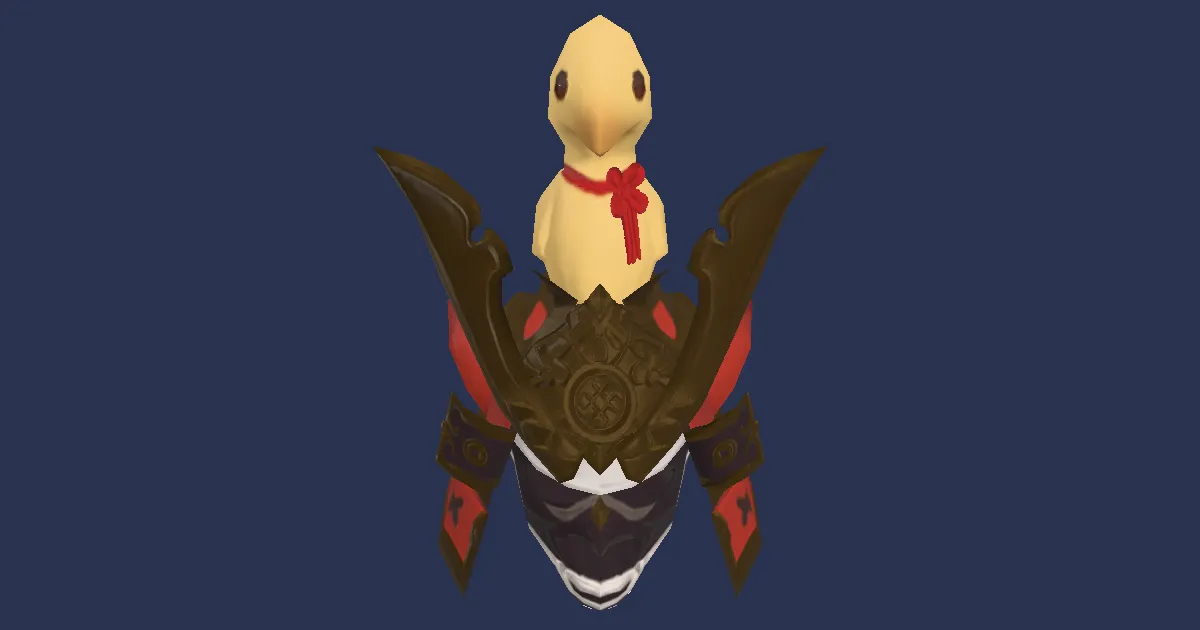 3D-Ansicht von Roter Chocobo-Kabuto