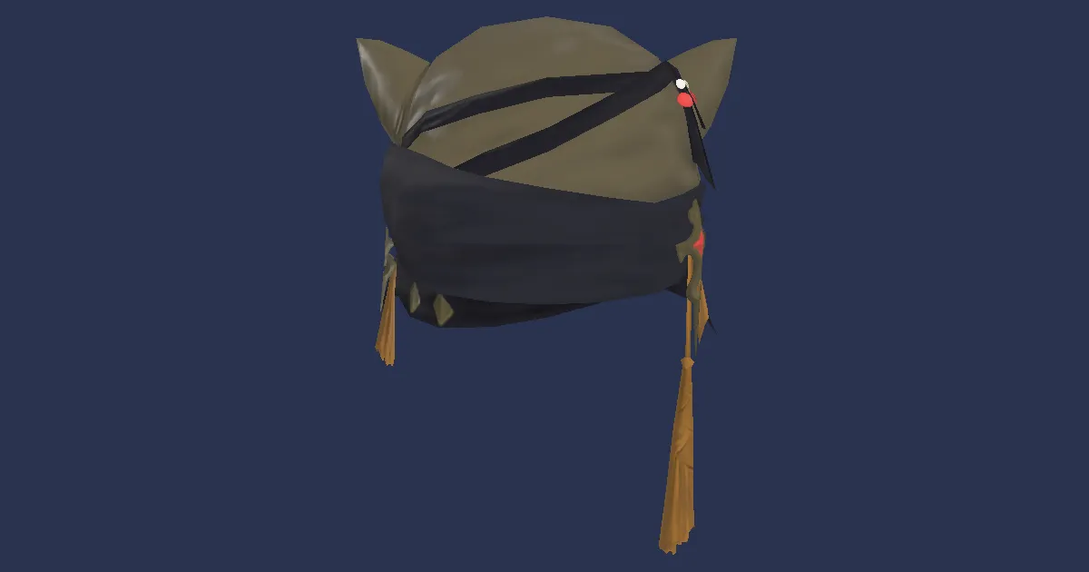 3D-Ansicht von Doppelseiden-Turban des Zielens
