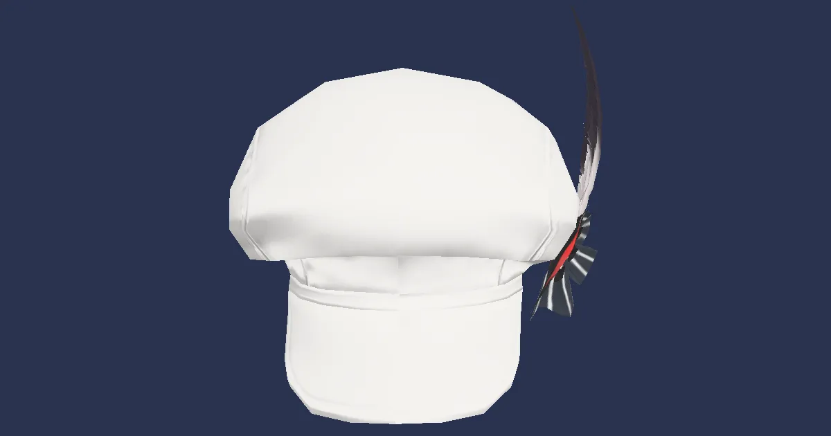 Rendu 3D de Casquette plate à plumes noires