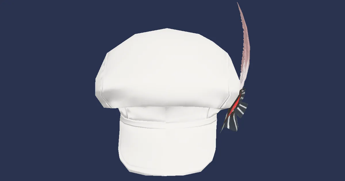 Rendu 3D de Casquette plate à plumes rouges