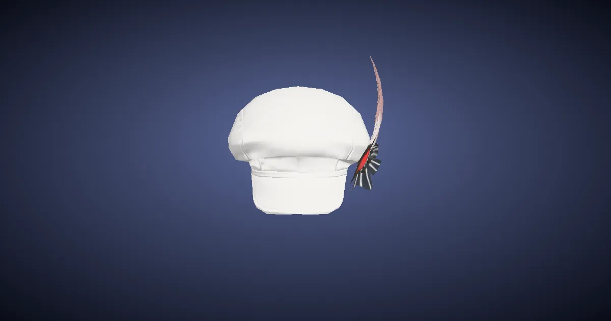 Rendu 3D de Casquette plate à plumes rouges