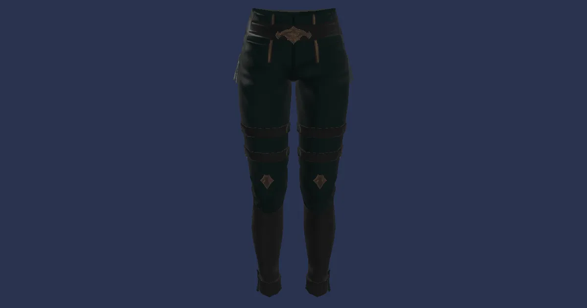 3D-Ansicht von Gyukileder-Hose des Verstümmelns