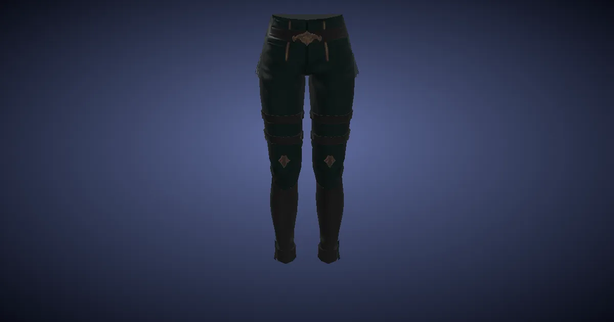 3D-Ansicht von Gyukileder-Hose des Verstümmelns