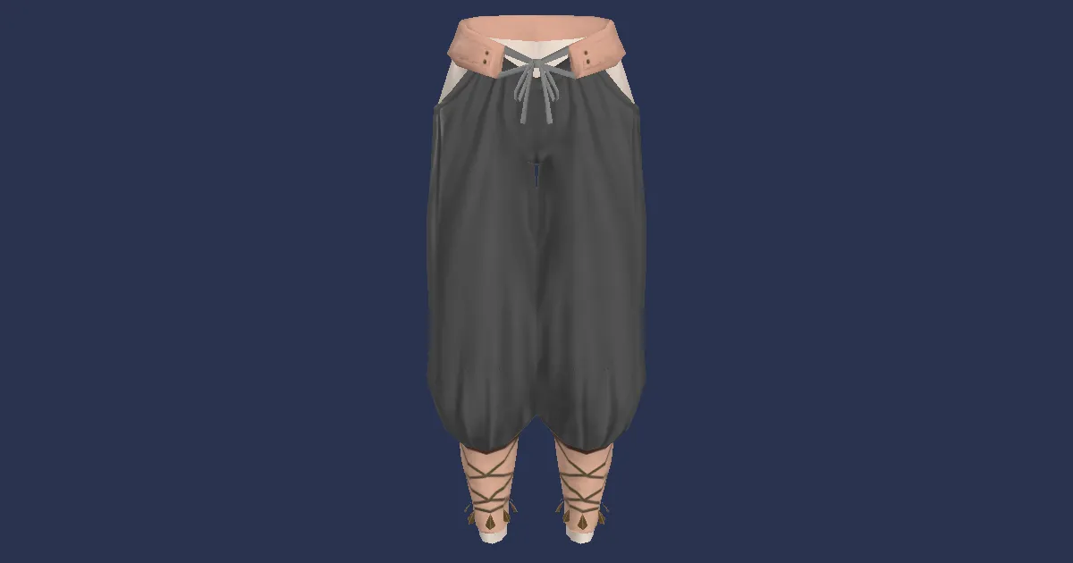 3D-Ansicht von Weißhanf-Hose des Eifers