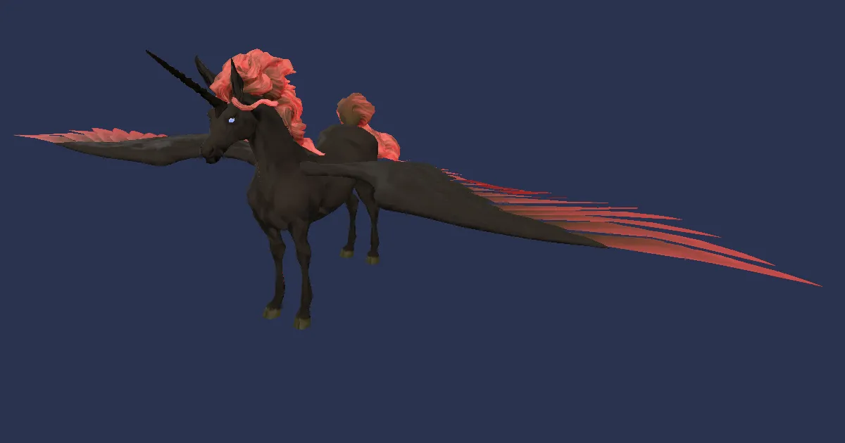Black pegasus in 3D
