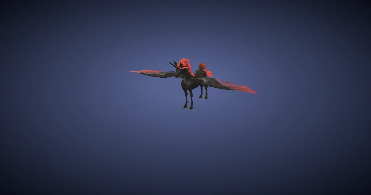 Black pegasus in 3D