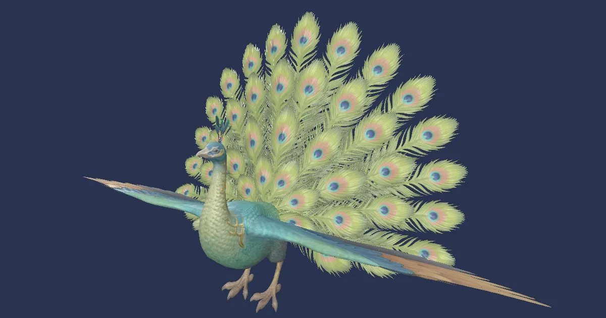 Kingly peacock in 3D
