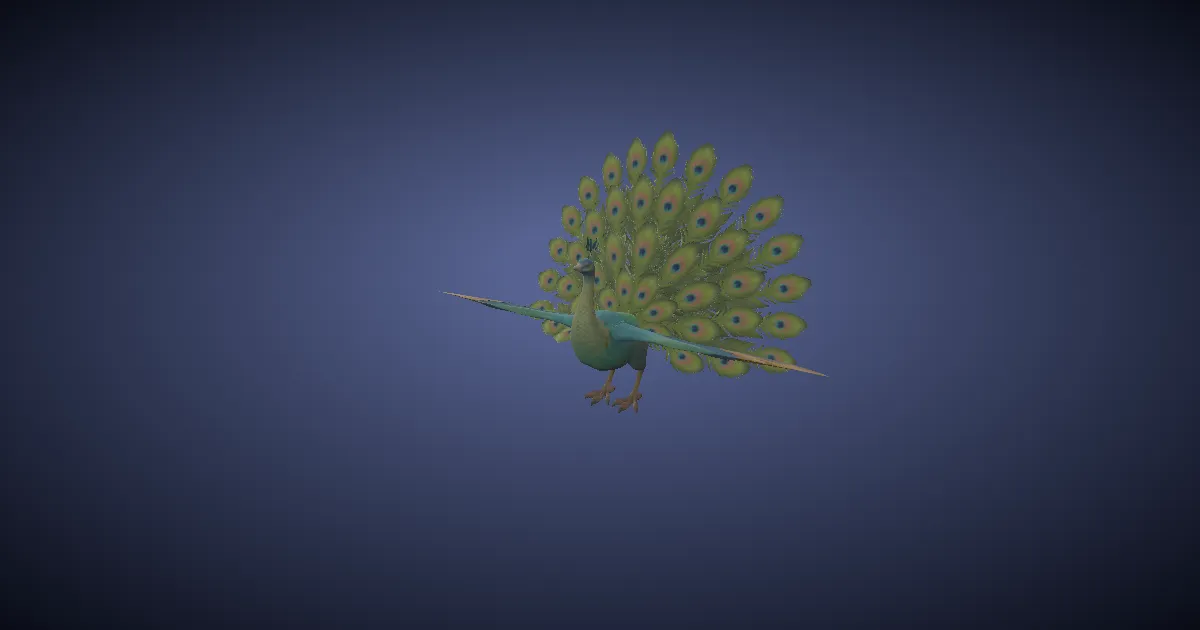 Kingly peacock in 3D