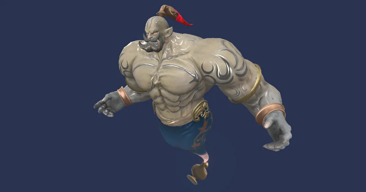 Genie of the lamp in 3D