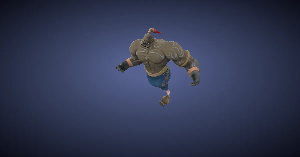 Genie of the lamp in 3D
