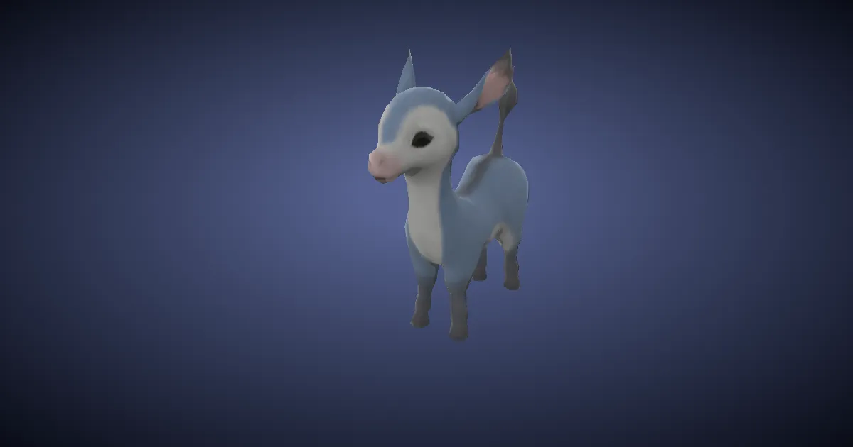 Wide-eyed fawn in 3D