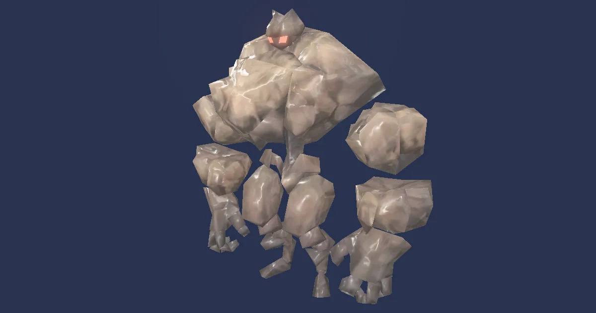 Golem graveleux en 3D
