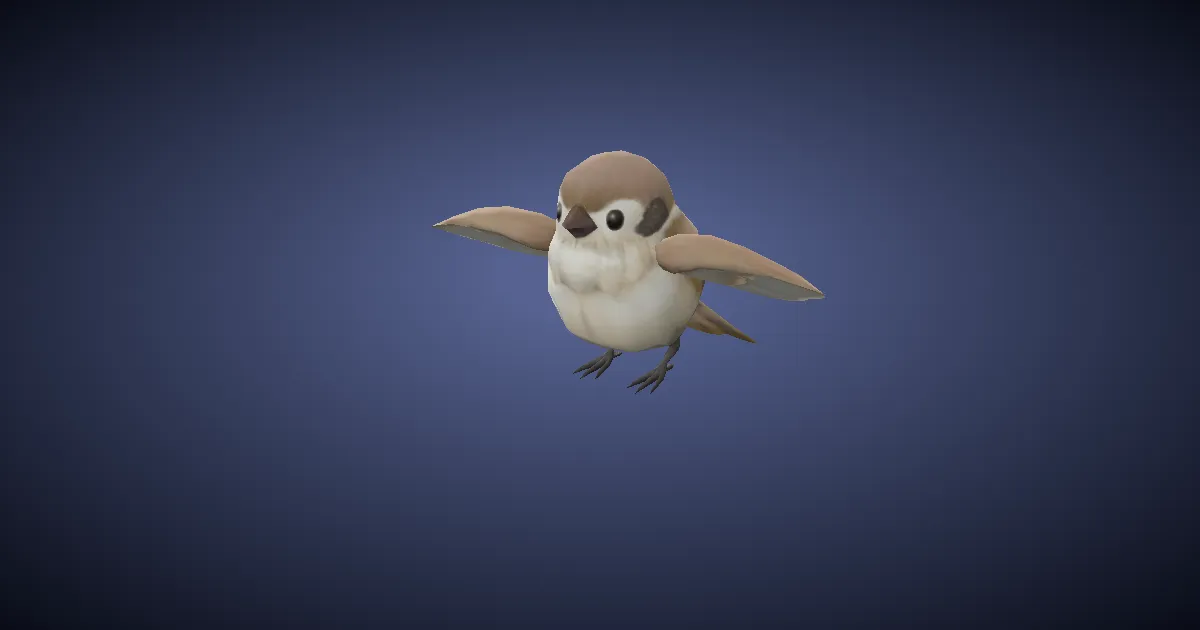 Moineau voyageur en 3D