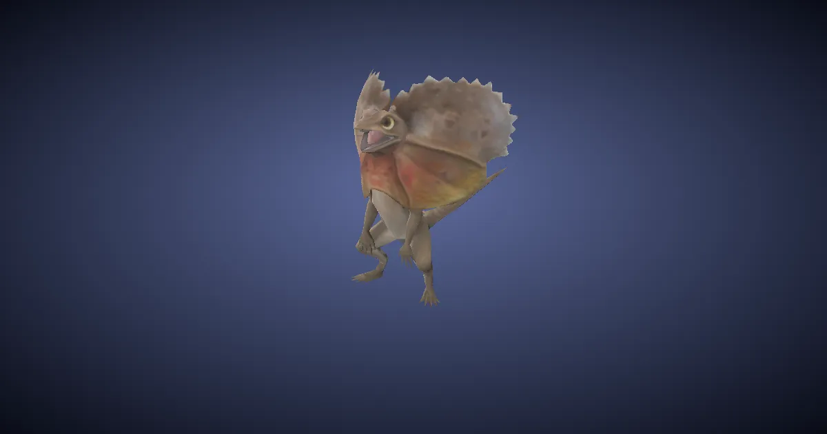 Frilled dragon in 3D