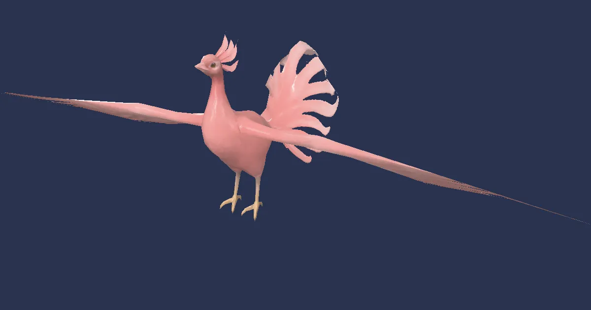 Scarlet peacock in 3D