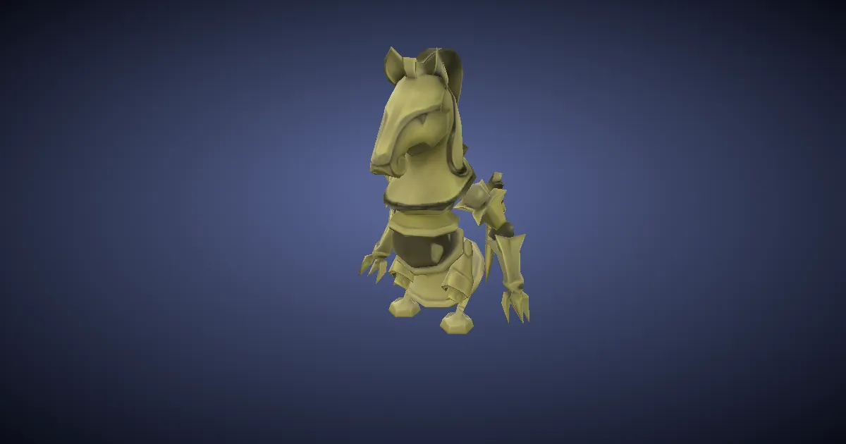 Miniature white knight in 3D