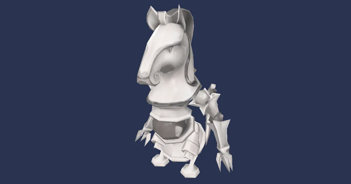 Miniature white knight in 3D