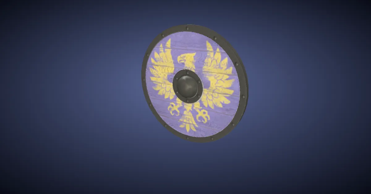 Rendu 3D de Bouclier rond d'azur à l'aigle d'or
