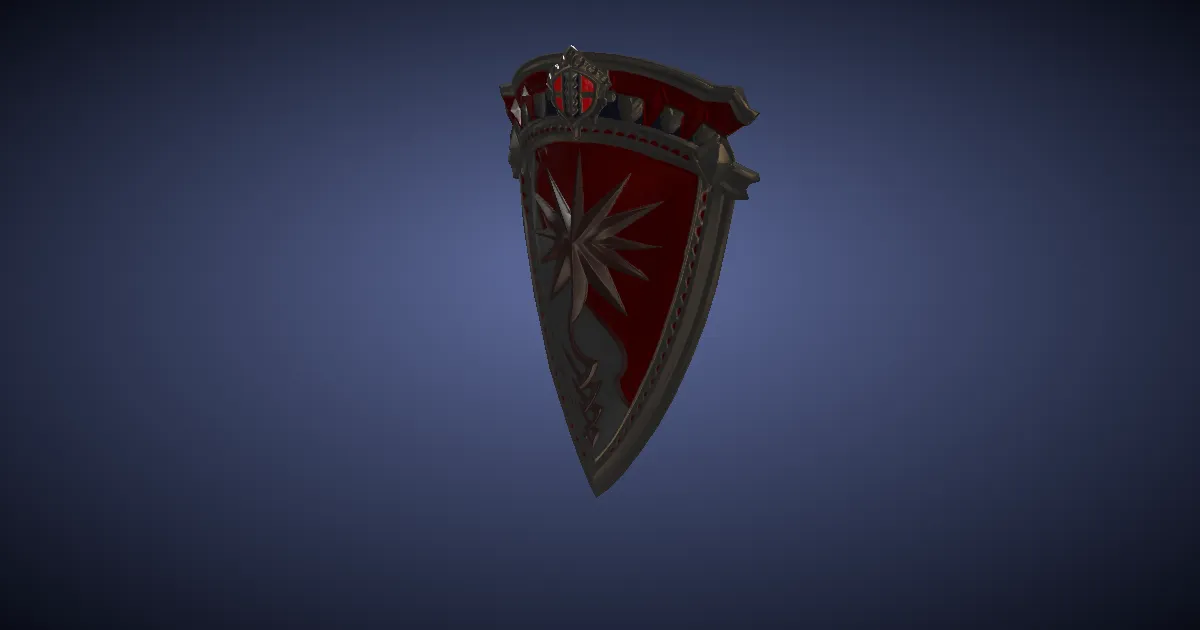 Rendu 3D de Écu mandorle en or incarnat