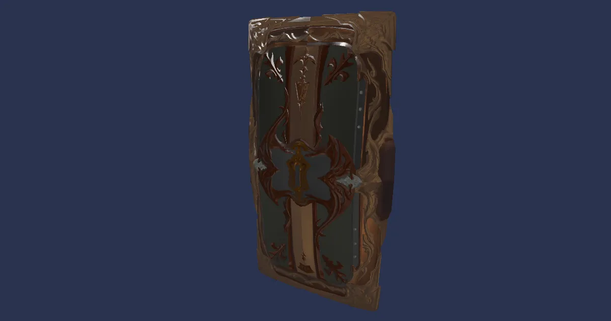 Rendu 3D de Pavois en bronze titané