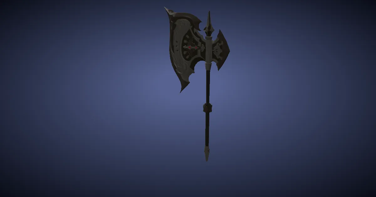 3D-Ansicht von Titanbronze-Kriegsaxt