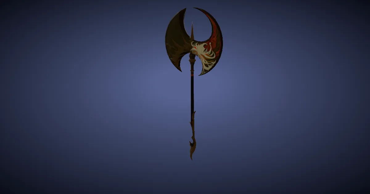 3D-Ansicht von Tsukuyomi-Kriegsaxt