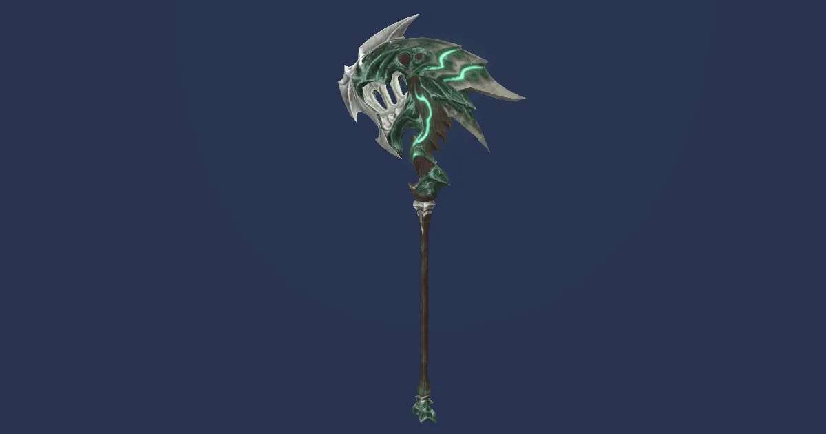 Emerald Battleaxe - 3D render
