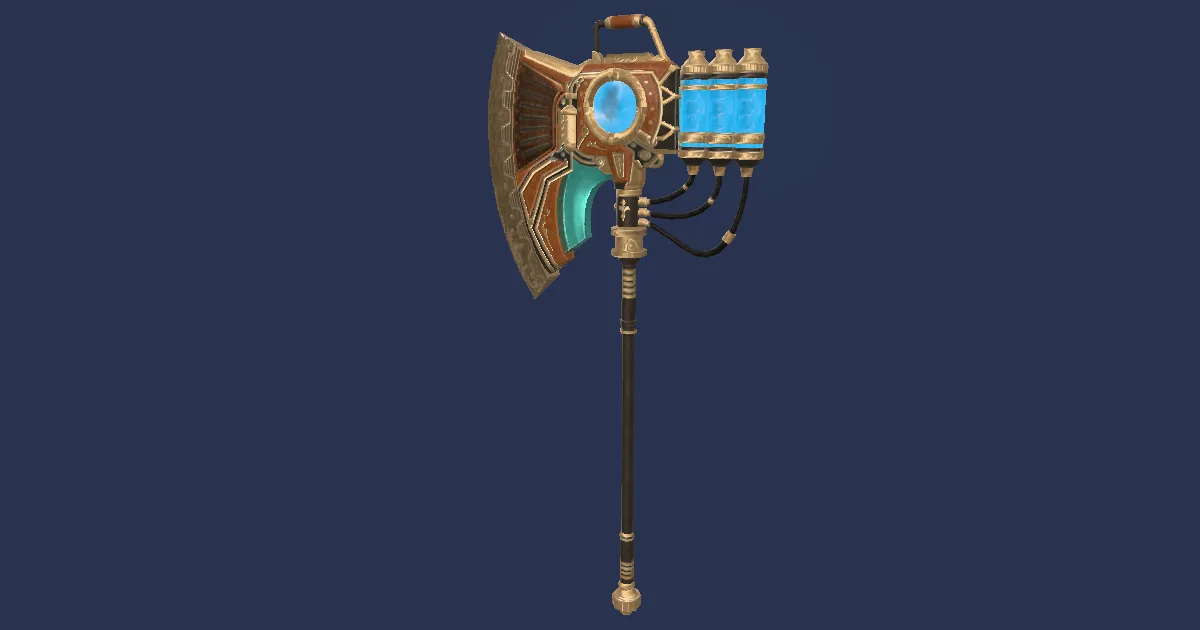 Bygone Brass Battleaxe - 3D render