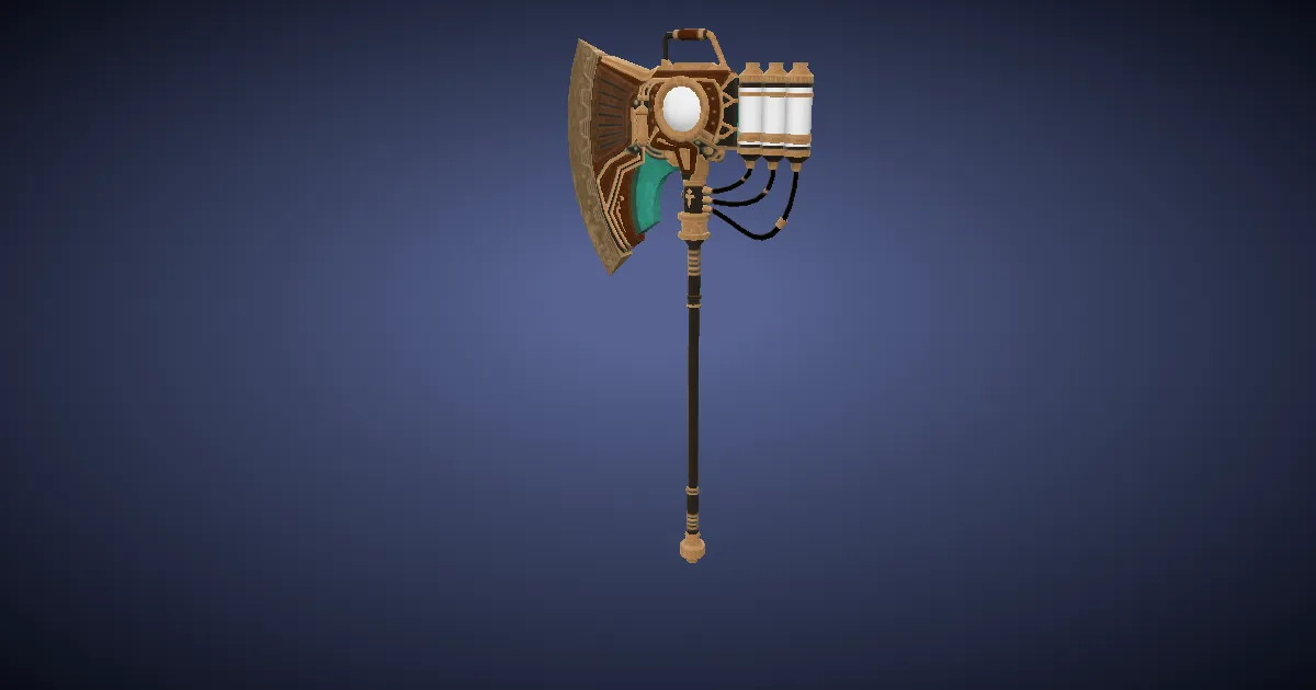 Bygone Brass Battleaxe - 3D render