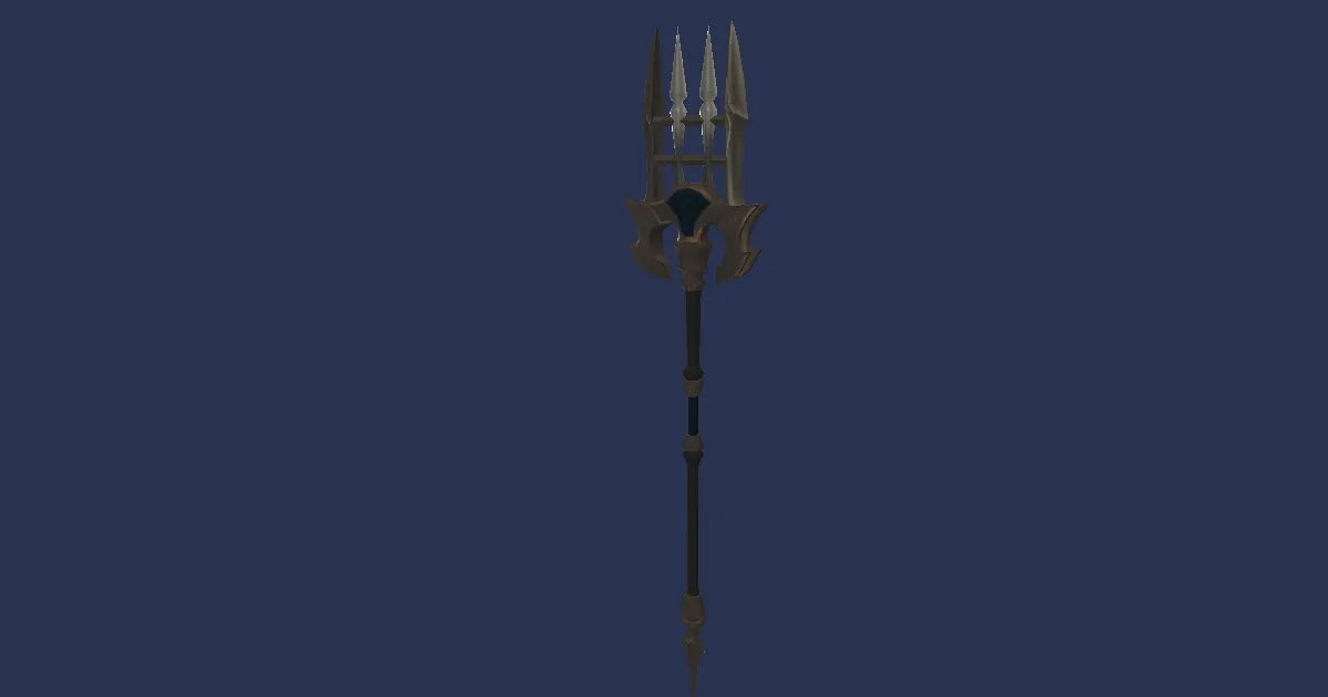 3D-Ansicht von Edelstahl-Kriegsgabel