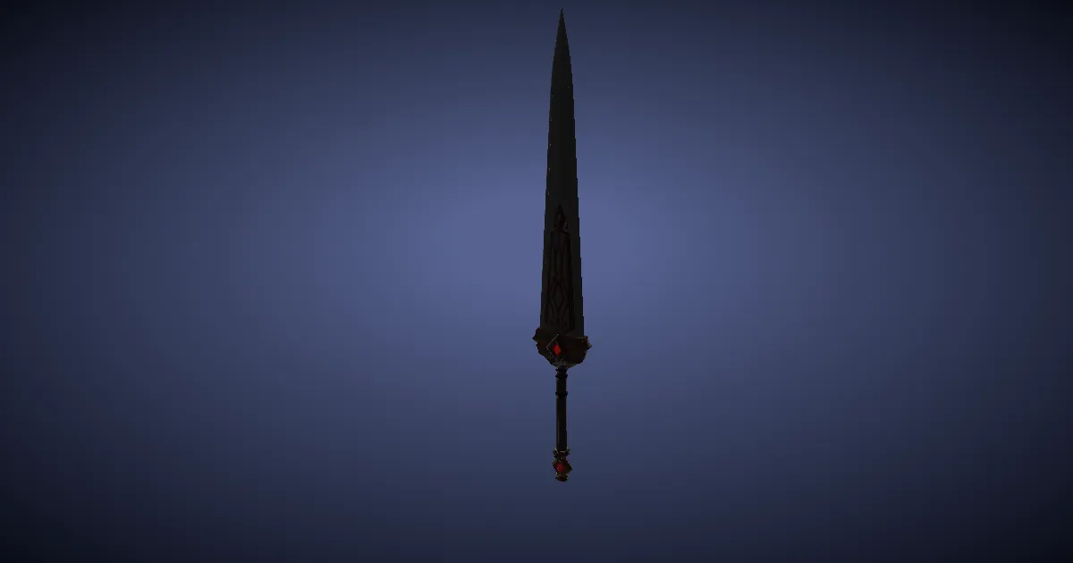 3D-Ansicht von Dunkelgold-Claymore