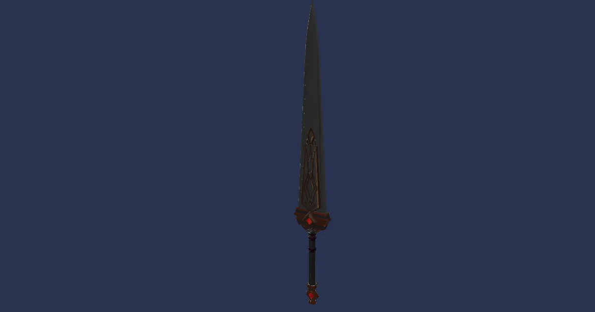 3D-Ansicht von Dunkelgold-Claymore