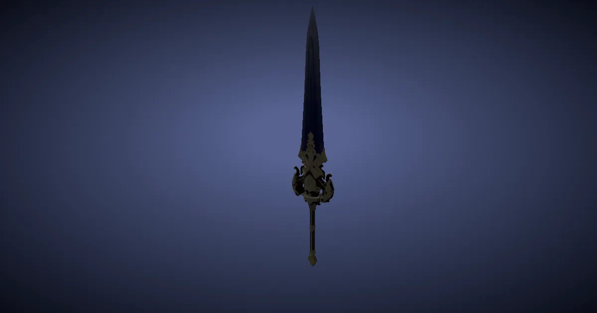 Rendu 3D de Grande épée en or incarnat