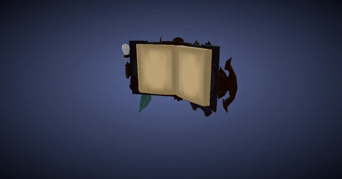 Rendu 3D de Grimoire en cuir de loup argenté