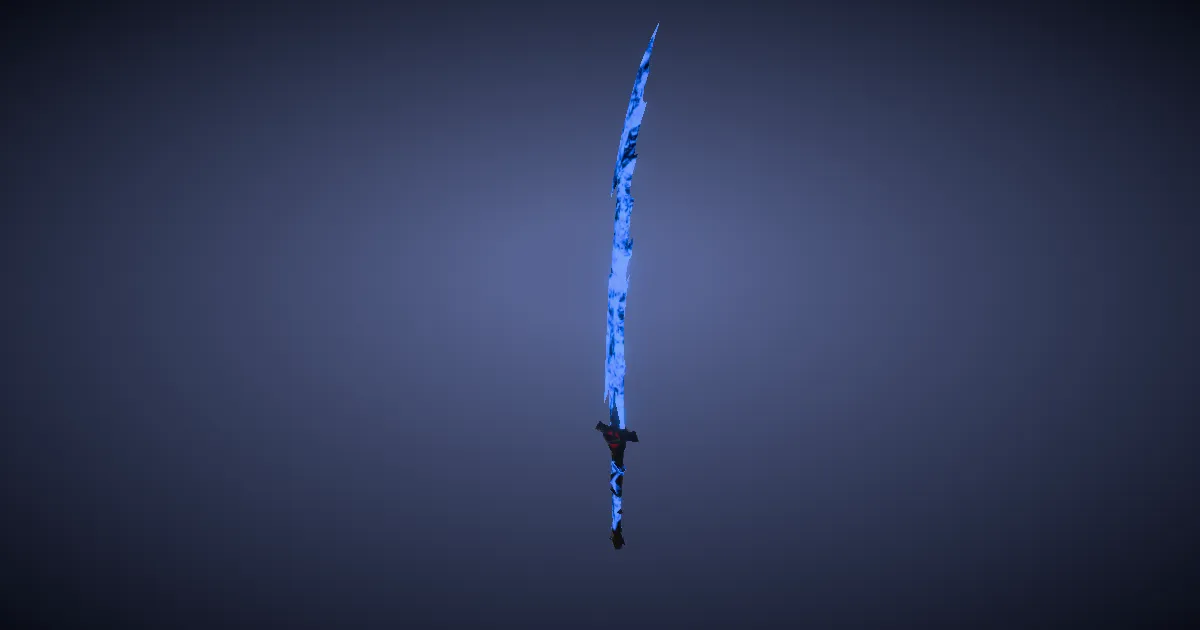 3D-Ansicht von Seelenazurit-Katana