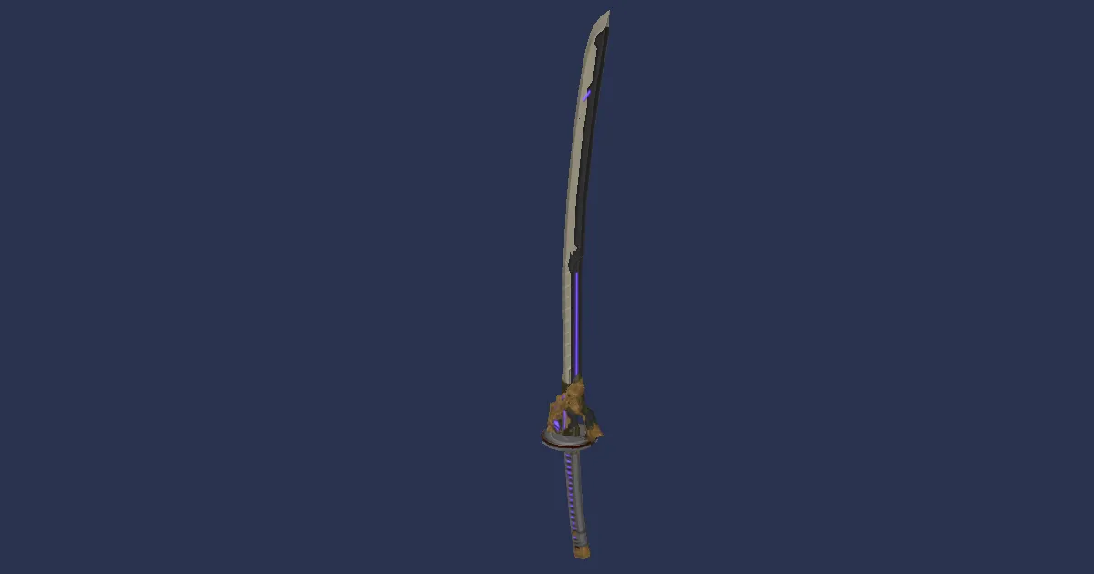 Rendu 3D de Uchigatana en bismuth