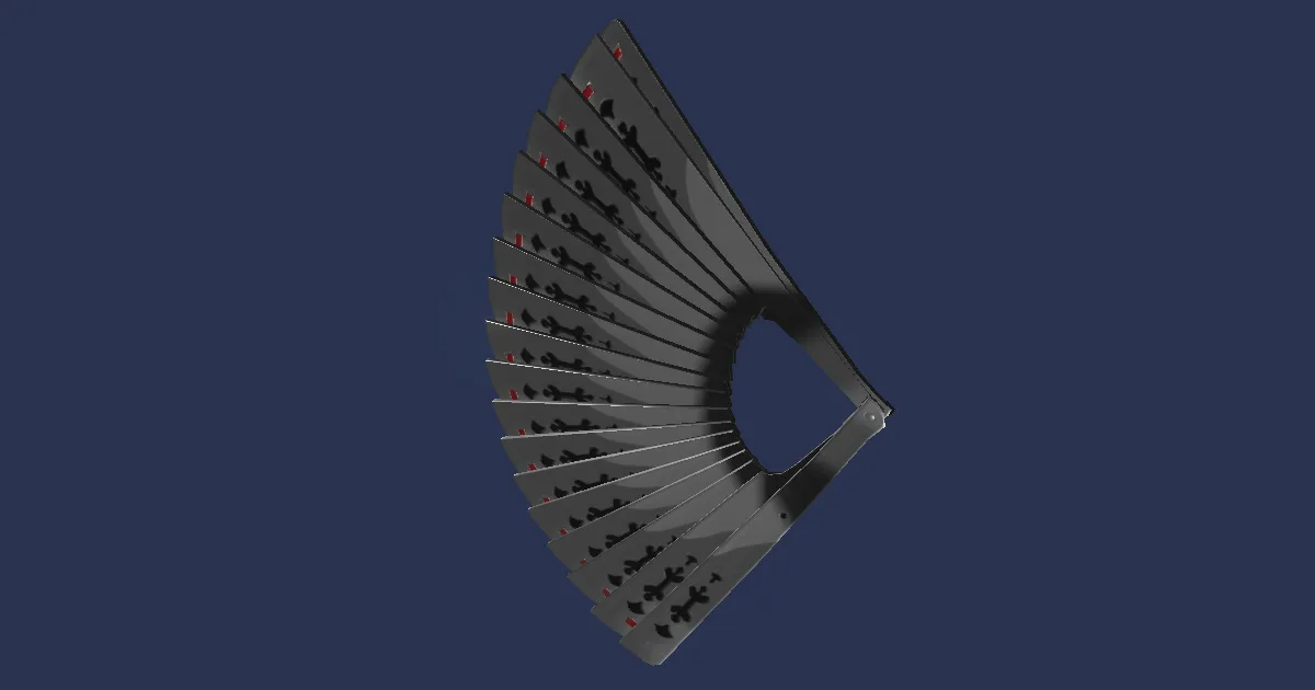 Rendu 3D de Éventails pliables en ruthénium