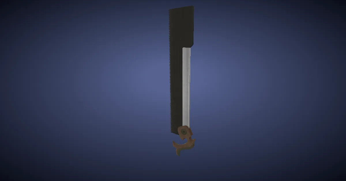 Rendu 3D de Scie en cobalt gravée