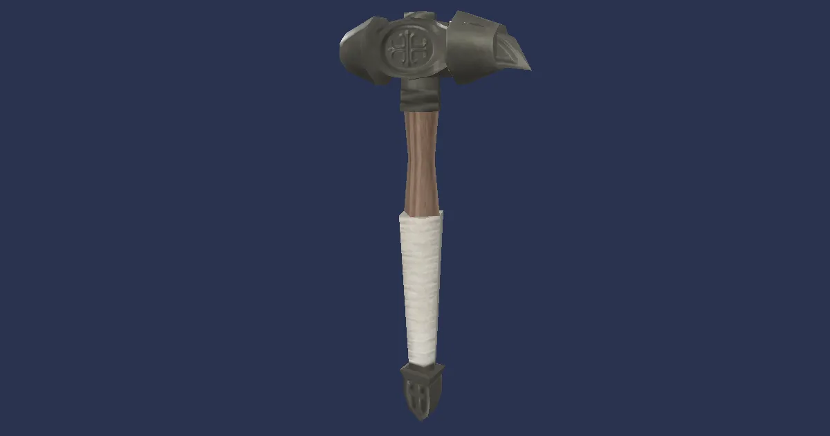 Rendu 3D de Marteau corbeau en acier