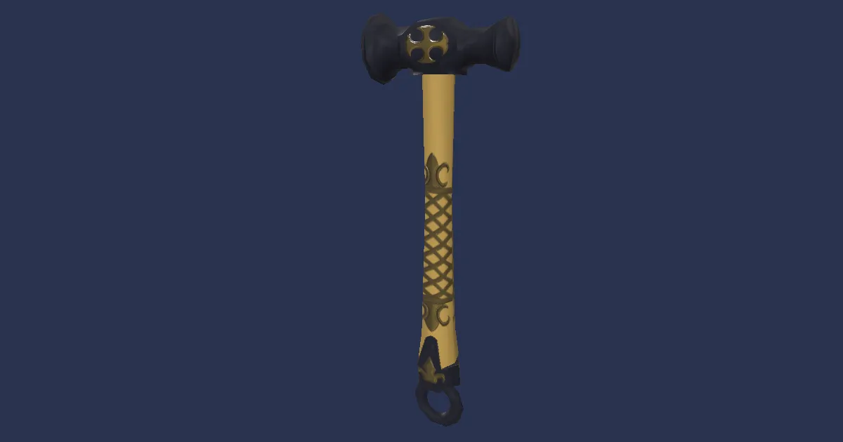 Rendu 3D de Marteau de batteur en acier domien