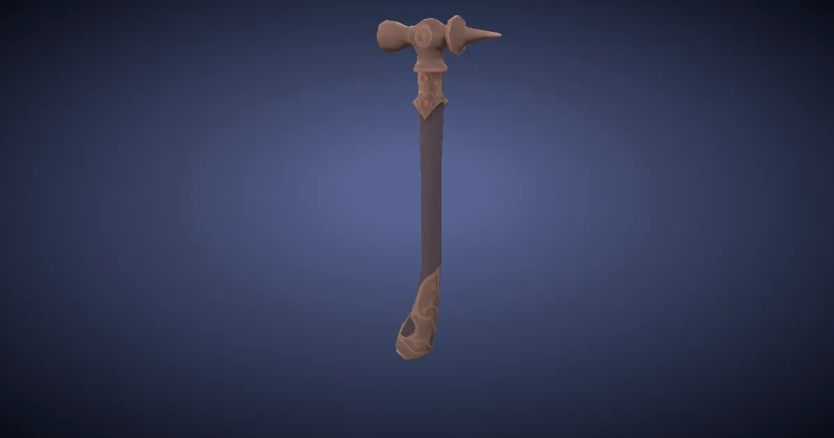 Rendu 3D de Marteau de lapidaire en or incarnat