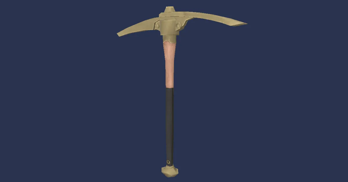 Rendu 3D de Pioche en or incarnat
