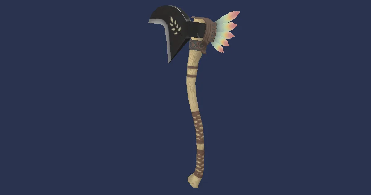 Plumed Steel Hatchet - 3D render