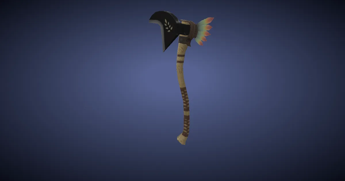 Plumed Steel Hatchet - 3D render