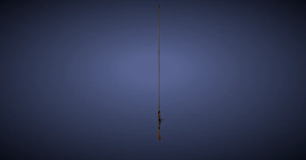 Rendu 3D de Canne à pêche en acajou