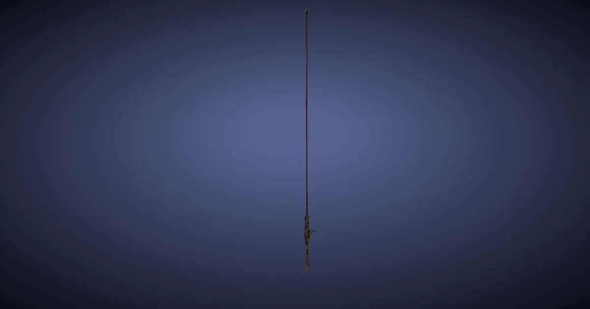 Red Pine Fishing Rod - 3D render